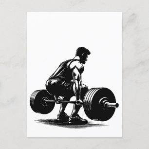 Cartão Postal ilustração artística do homem elevando pesos corpo