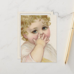 Cartão Postal Ilustração Beija-Vintage de Belo Bebê