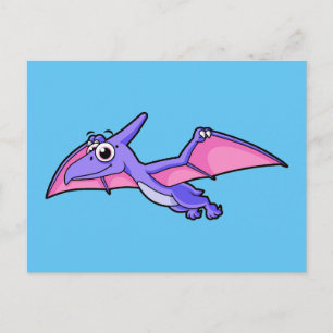 Cartão Postal Ilustração Bela De Um Pterodactilo Voador.
