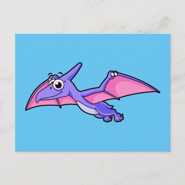 Cartão Postal Ilustração Bela De Um Pterodactilo Voador. (Frente)