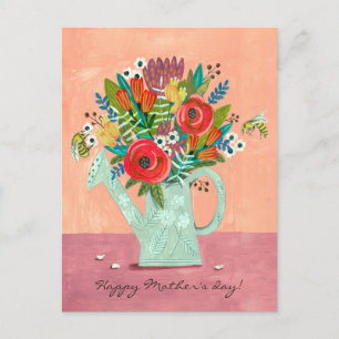 Cartão Postal Ilustração Boho Flowers