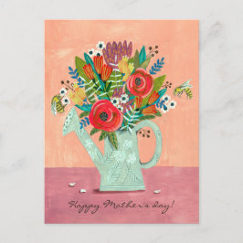 Cartão Postal Ilustração Boho Flowers