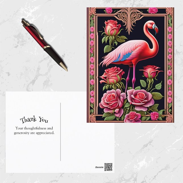 Cartão Postal Ilustração bonito de Rosa Flamingo Rosa (Criador carregado)