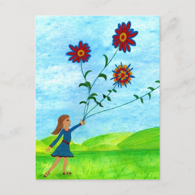 Cartão Postal Ilustração bonito de Vintage Floral (Frente)