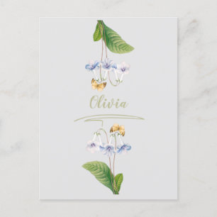 Cartão Postal Ilustração Botânica da Borboleta Floral Vintage