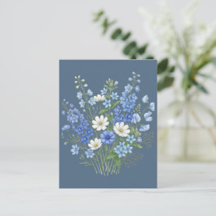 Cartão Postal Ilustração Botânica do Buquê de Flores Silvestres