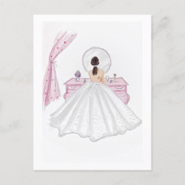 Cartão Postal Ilustração brilhante, rosa, desenhada à mão