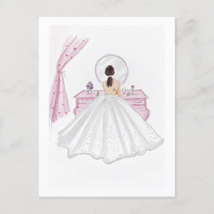 Cartão Postal Ilustração brilhante, rosa, desenhada à mão