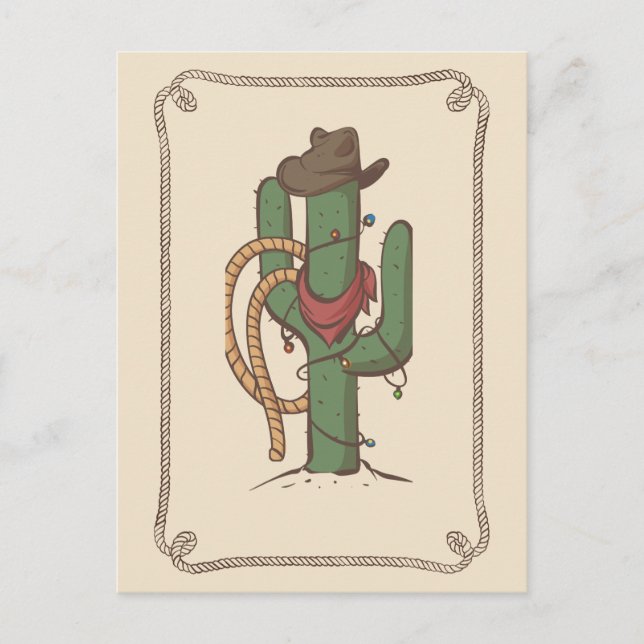 Cartão Postal Ilustração Cactus Cowboy (Frente)