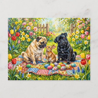Cartão Postal Ilustração Caprichosa de Cães de Esfregão no Pique