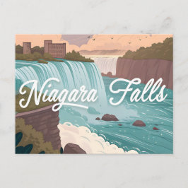 Cartão Postal Ilustração Cênica das Cataratas do Niágara ao Pôr