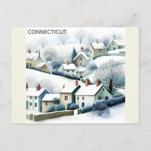 Cartão Postal Ilustração da Aldeia de inverno de Neve de Connect