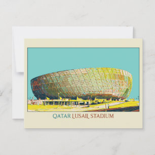 Cartão Postal Ilustração da arquitetura do Estádio Lusail Pos Qa