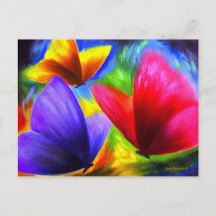 Cartão Postal Ilustração da borboleta amarela azul-escura-bran