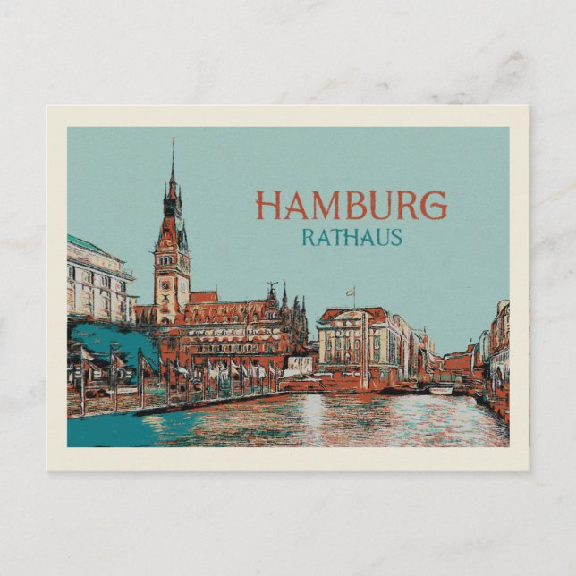 Cartão Postal Ilustração da Câmara Municipal de Hamburgo (Frente)