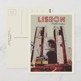 Cartão Postal Ilustração da Catedral de Lisboa em Portugal