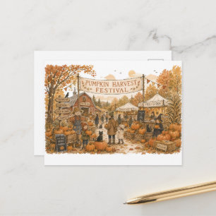 Cartão Postal Ilustração da Cena do Festival da Colheita de Abób