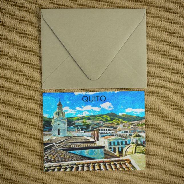 Cartão Postal Ilustração da Cidade do Equador de Quito (Quito ecuador city postcard)
