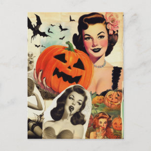 Cartão Postal Ilustração da Colagem do Vintage Halloween