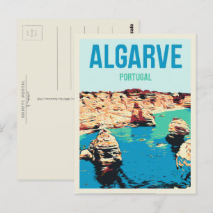 Cartão Postal Ilustração da costa de Cliff Algarve Portugal