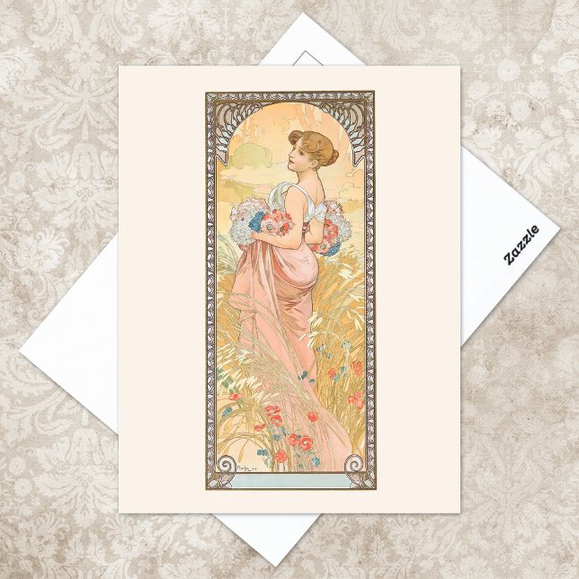 Cartão Postal Ilustração da Estação de Verão Alphonse Mucha (Criador carregado)