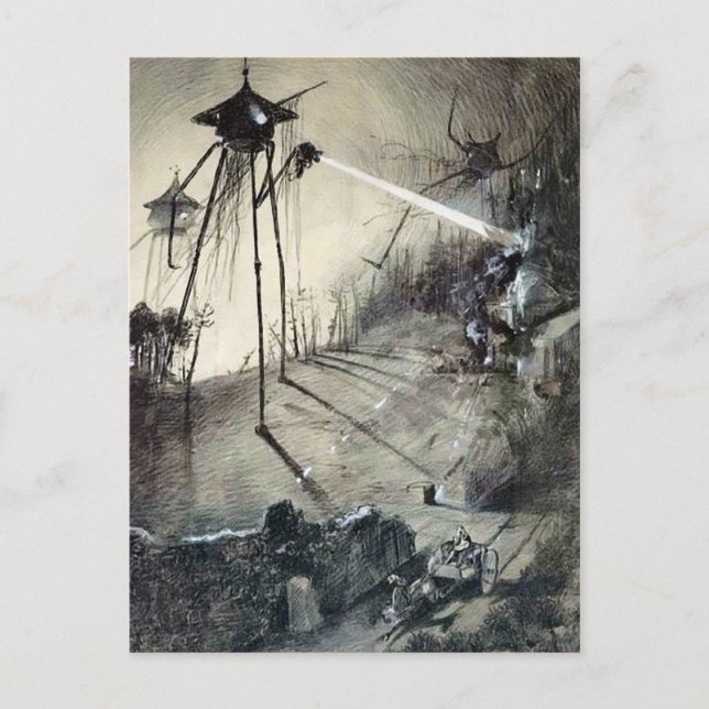 Cartão Postal Ilustração da Guerra Inédita dos Mundos (Frente)