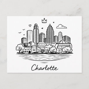 Cartão Postal Ilustração da linha preta Charlotte