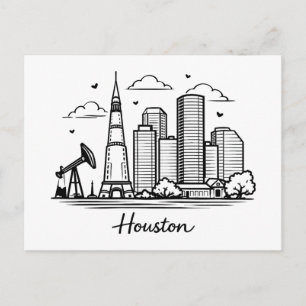 Cartão Postal Ilustração da linha preta Houston