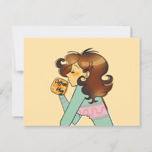 Cartão Postal Ilustração da Manhã de Café Cozy