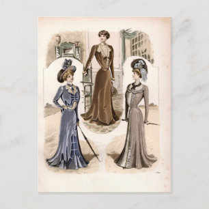 Cartão Postal Ilustração da Moda Edwardian Glam Vintage