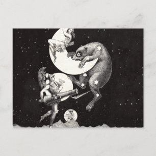 Cartão Postal Ilustração da Noite de Deus do Universo Celestial 