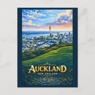 Cartão Postal Ilustração da paisagem de Auckland Nova Zelândia V