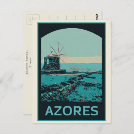 Cartão Postal Ilustração da paisagem dos Açores em Portugal