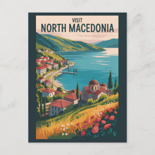 Cartão Postal Ilustração da paisagem urbana da Macedônia do Nort