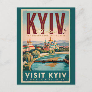 Cartão Postal Ilustração da paisagem urbana de Kiev Ucrânia Arte