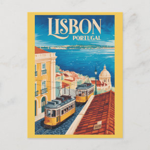 Cartão Postal Ilustração da paisagem urbana de Lisboa Portugal A