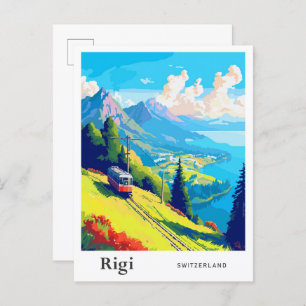 Cartão Postal Ilustração da pintura de Viagem de Suiça de Rigi
