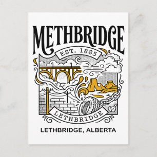 Cartão Postal Ilustração da Ponte de Nível Alto de Lethbridge Al