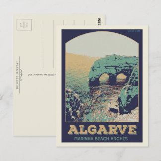 Cartão Postal Ilustração da praia da Marinha Algarve Portugal