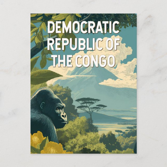 Cartão Postal Ilustração da República Democrática do Congo (Frente)
