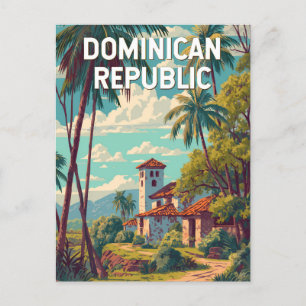 Cartão Postal Ilustração da República Dominicana Arte de Viagem 