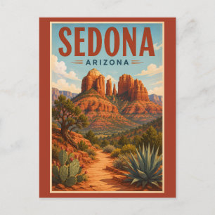 Cartão Postal Ilustração da Rocha da Catedral de Sedona Arizona