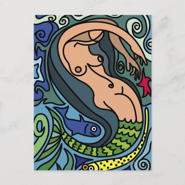 Cartão Postal Ilustração da Sereia (Frente)