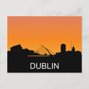 Cartão Postal Ilustração da silhueta de Dublin, pôr do sol de ve