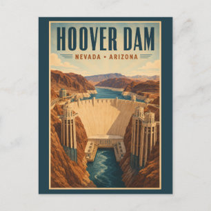 Cartão Postal Ilustração da Usina de Hoover Dam Viagem Arte