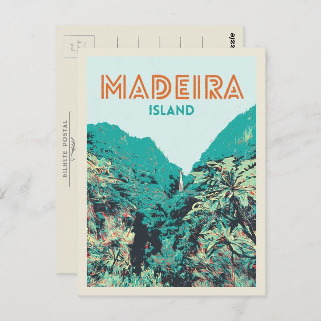 Cartão Postal Ilustração da vegetação da ilha da Madeira em Port (Frente/Verso)