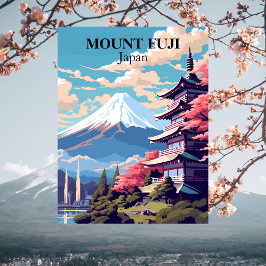 Cartão Postal Ilustração da viagem ao Monte Fuji, Japão