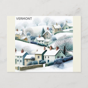 Cartão Postal Ilustração da Viagem da Vila Vermont Snowy Winter