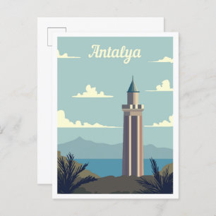 Cartão Postal Ilustração da Viagem de Arte de Antalya Turkey