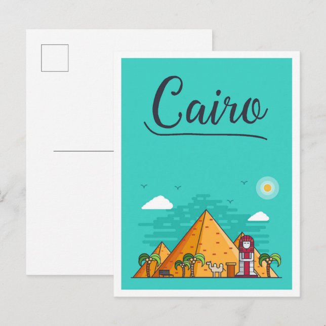 Cartão Postal Ilustração da Viagem de Arte do Cairo Egypt (Frente/Verso)